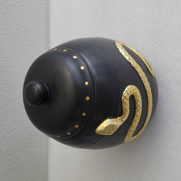 Black with Gold Snake Accent Tight Sealed Canister By Global Design Concepts. - Picture 2 of 9